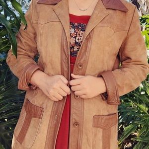 Vintage 60s Leather Suede Tan Jacket